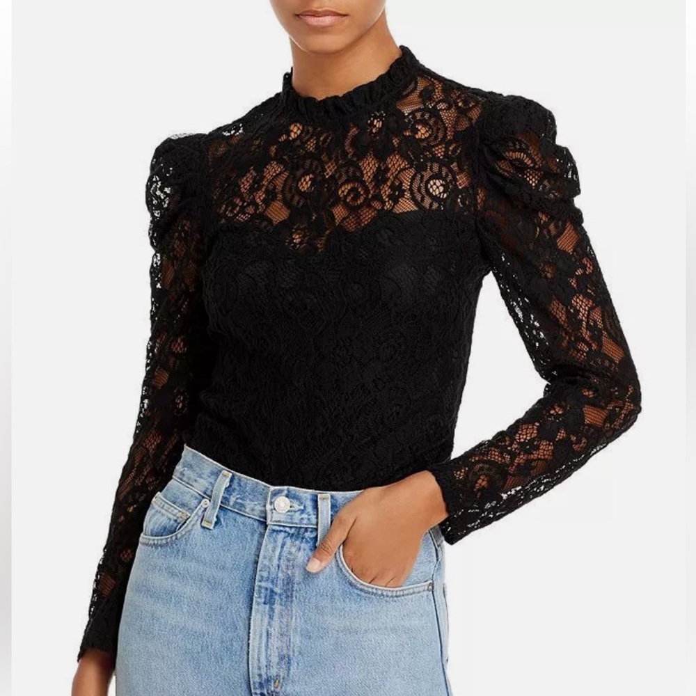 AQUA Lace Puff Sleeve Top size XS